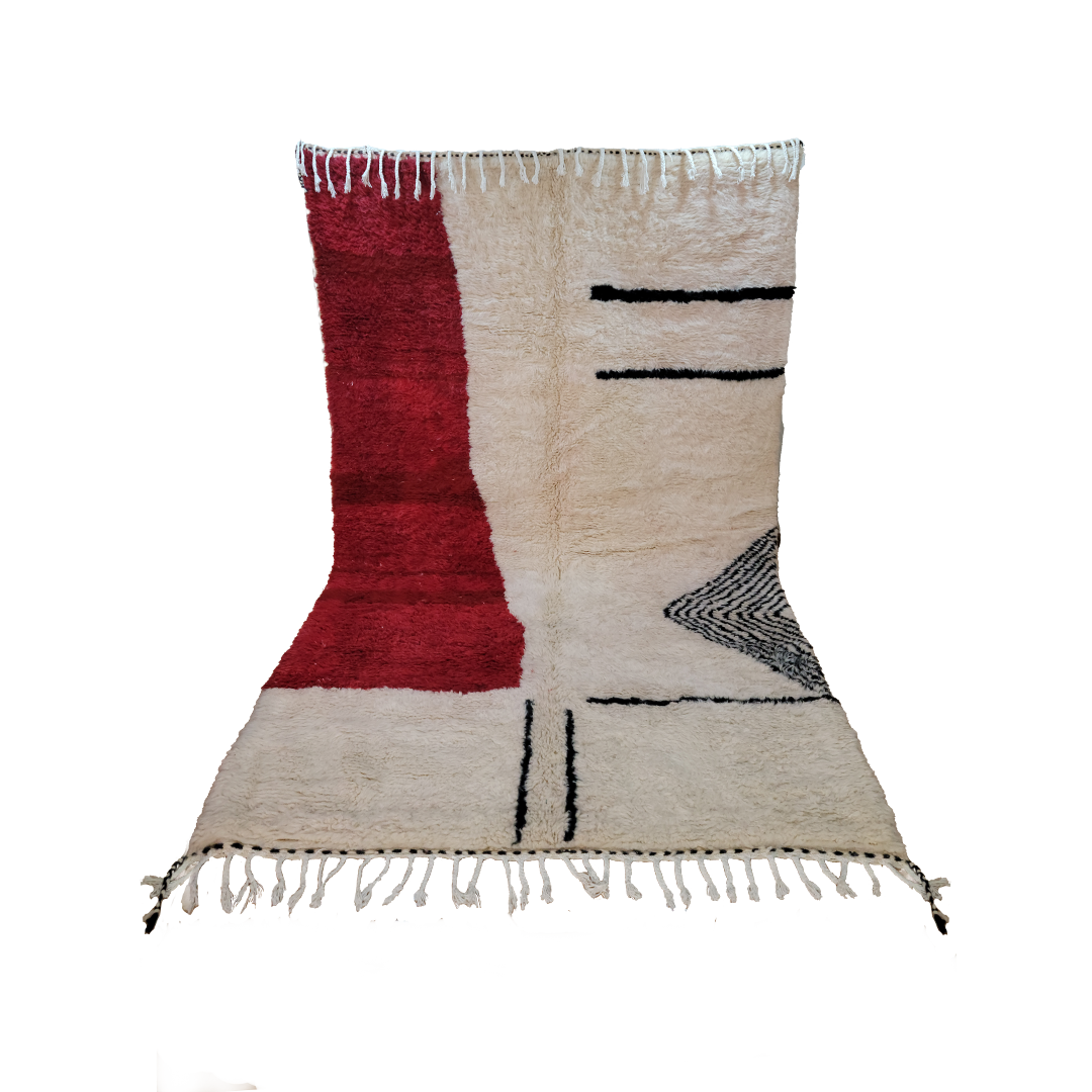 "Crimson Dusk" Beni Ourain Handmade Moroccan Rug