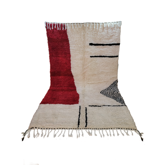 "Crimson Dusk" Beni Ourain Handmade Moroccan Rug
