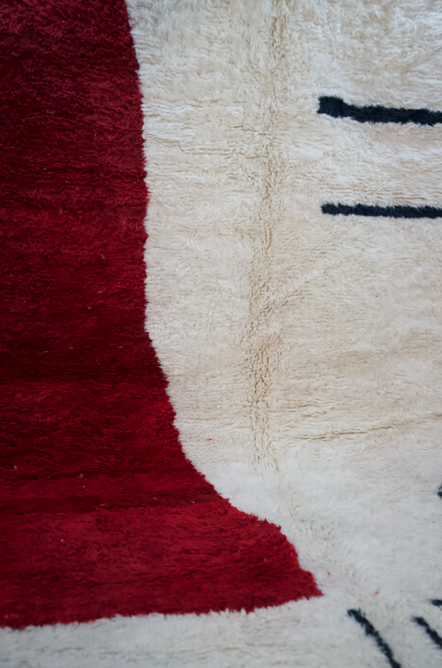 "Crimson Dusk" Beni Ourain Handmade Moroccan Rug