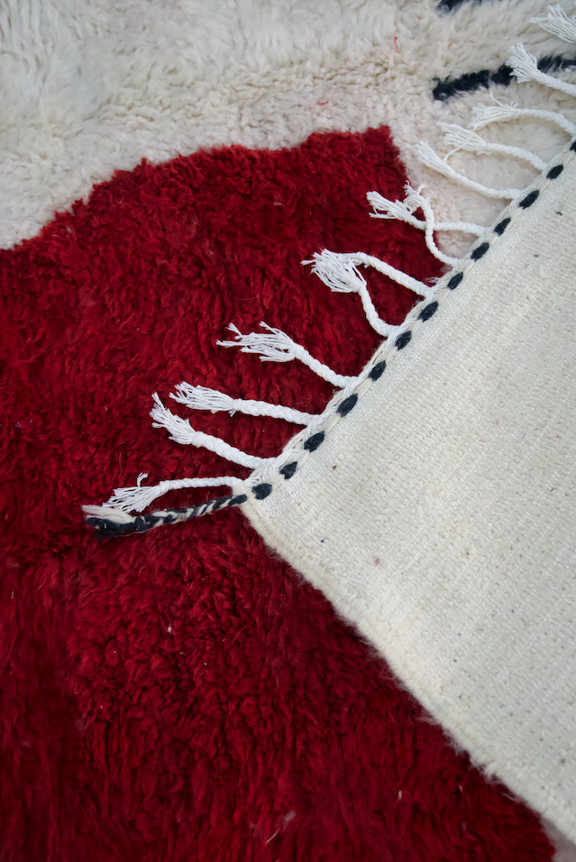 "Crimson Dusk" Beni Ourain Handmade Moroccan Rug