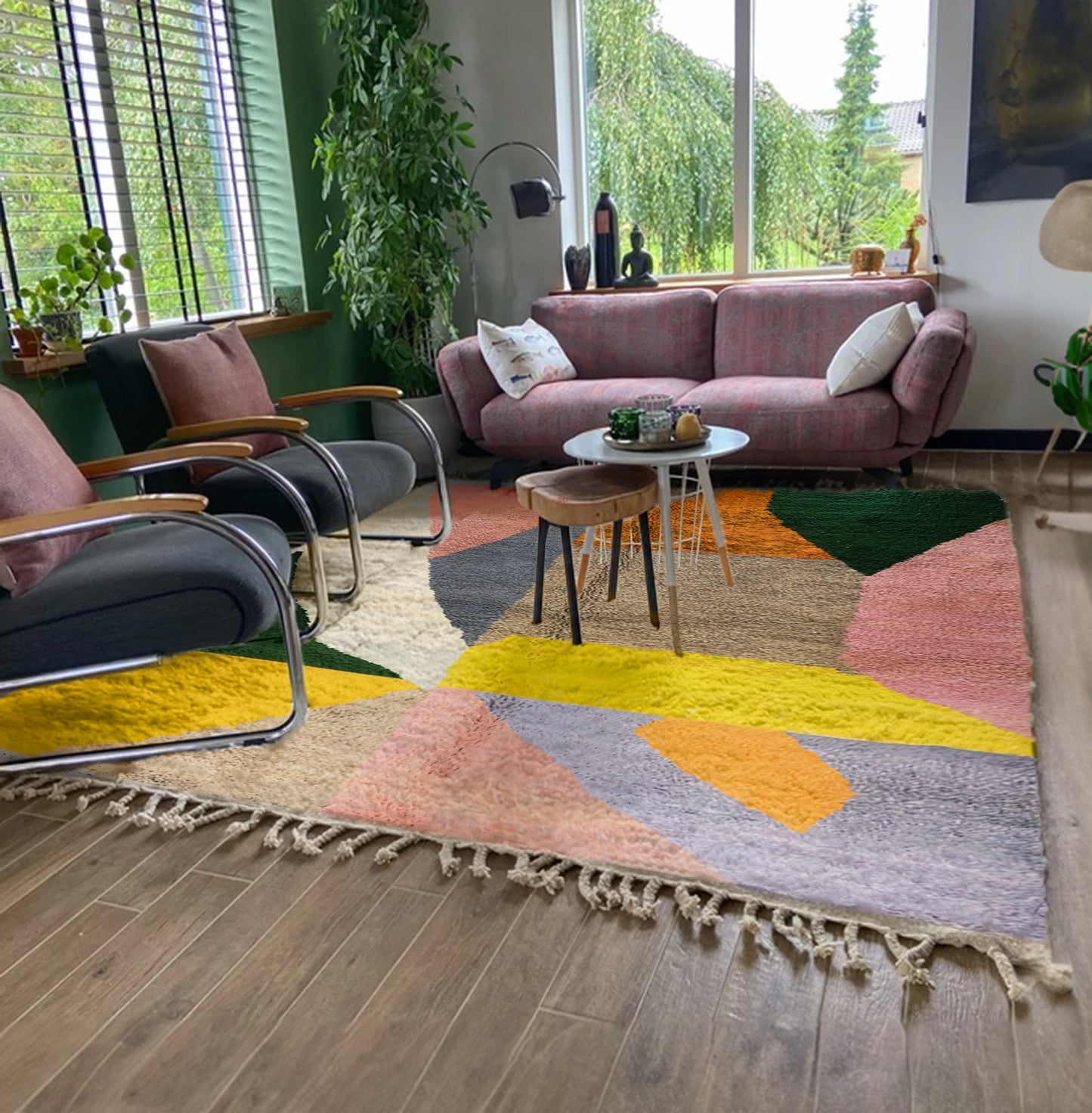 "Nomadic Palette" Beni Ourain Handmade Moroccan Rug