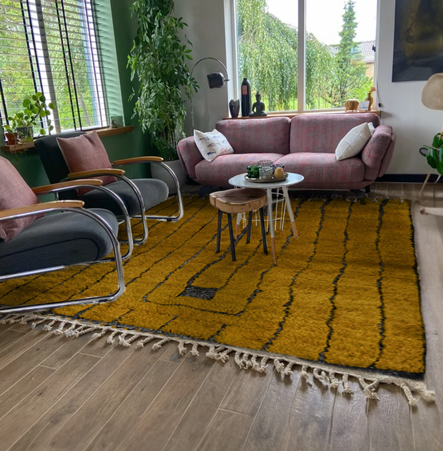 "Coral Dawn" Beni Ourain Handmade Moroccan Rug