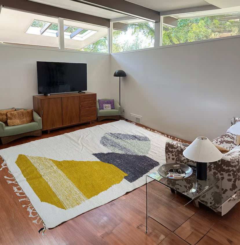 "Geometric Mirage" Zanafi Handmade Moroccan Rug